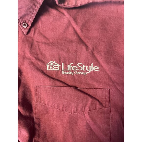 Life Style Realty Group Size XL Maroon Long Sleeve Button Down Collar Shirt - Picture 3 of 5
